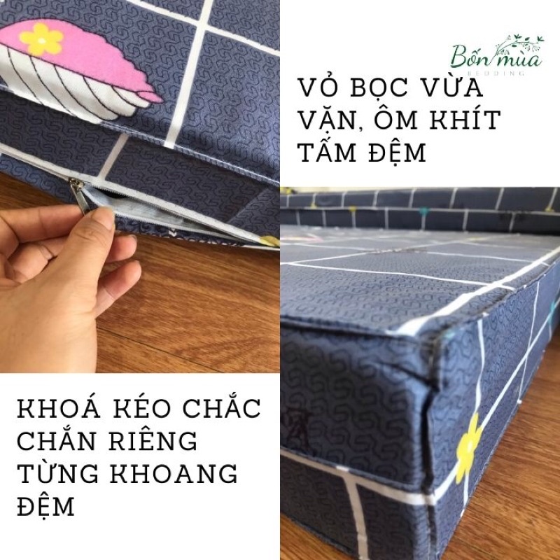 Vỏ đệm, áo đệm [Dễ thay, chuẩn kích thước] - chất cotton TC đủ kích thước cho đệm gấp 3