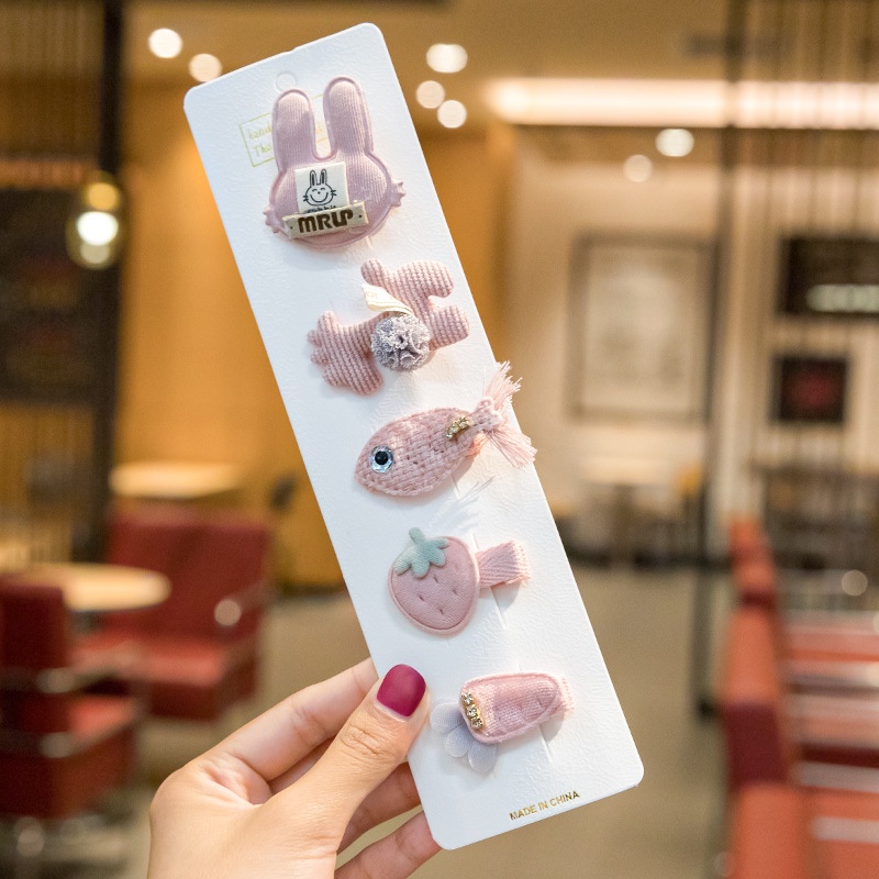 Set 5 Kẹp Tóc Hoạt Hình Xinh Xắn Cho Bé Gái