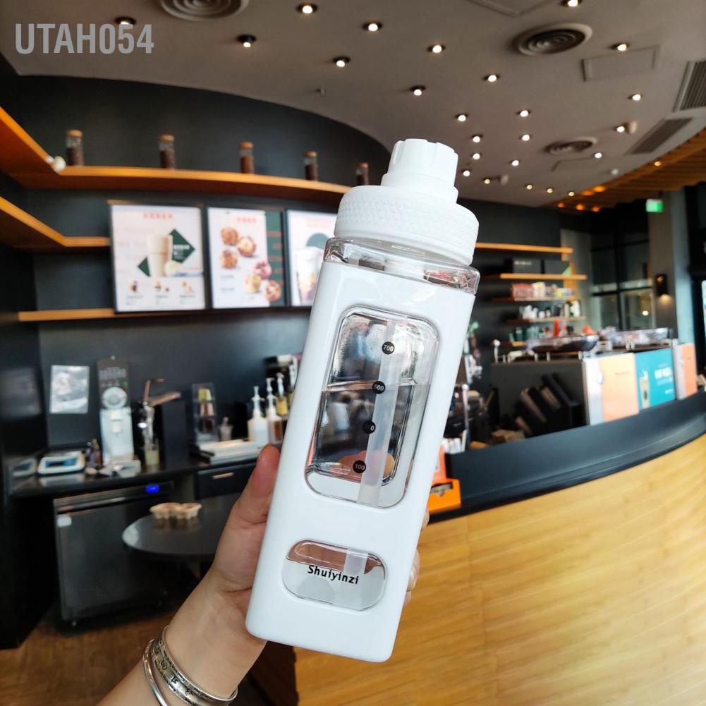 Bình nước nhựa có ống hút tiện lợi hai lớp dung tích lớn 700ml