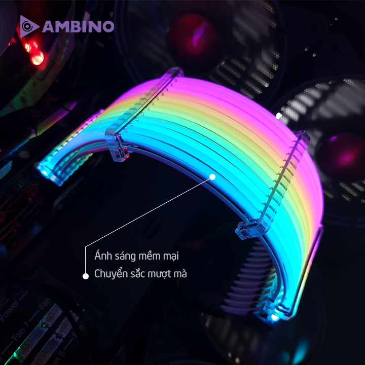 Dây nguồn nối dài RGB Ambino Rainpow 24Pin/ 8Pin CPU/  Pin VGA/ 6Pin VGA/ 2x8Pin VGA - Đồng bộ Hub Coolmoon/Hub Fan