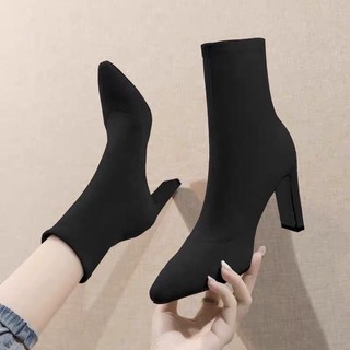 Bốt/Boots nữ len gân dáng cổ lửng
