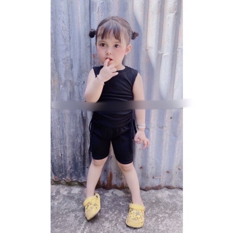 bộ cotton áo ba lỗ dây rút thời trang cho bé