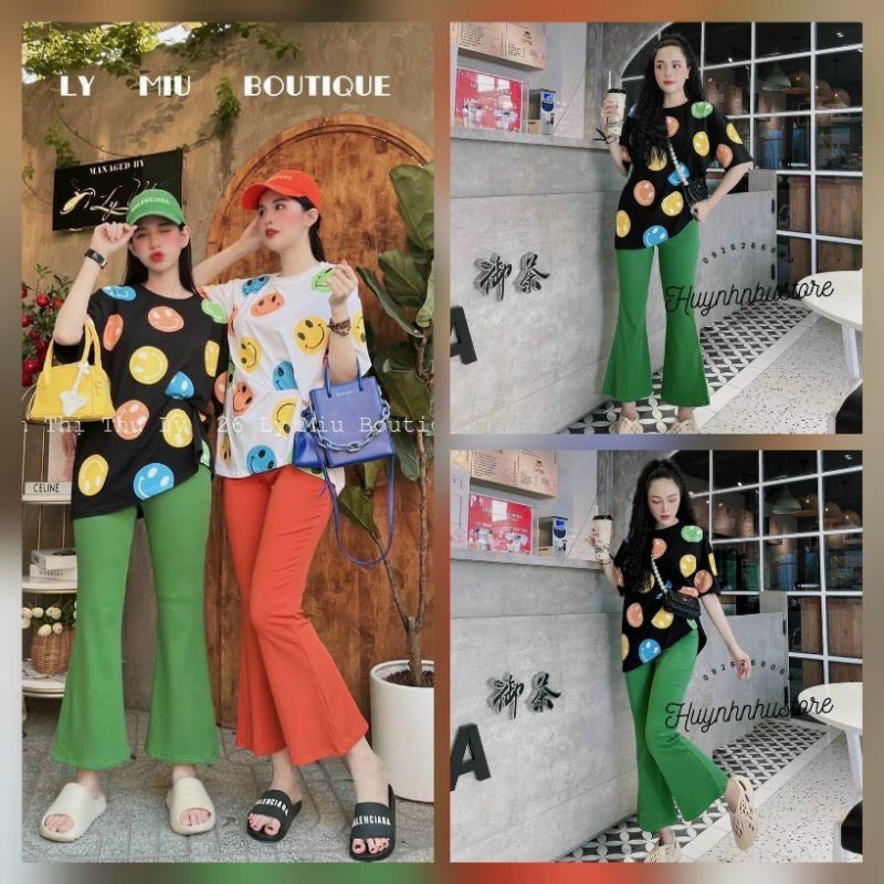 set áo thun form rộng in icon 3d quần dài kng