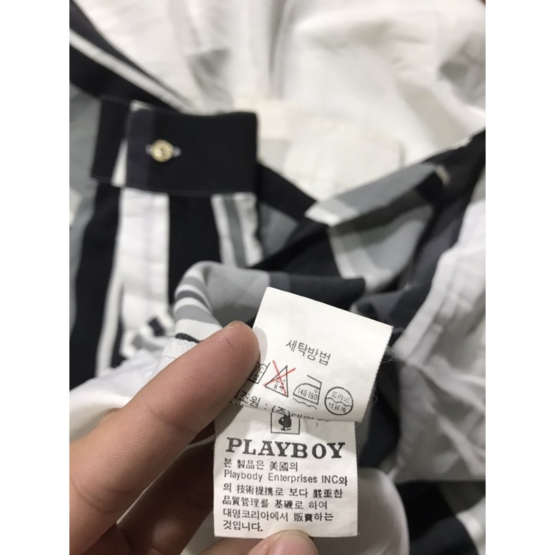 Áo sơ mi dài tay PlayBoy đen trắng size 110