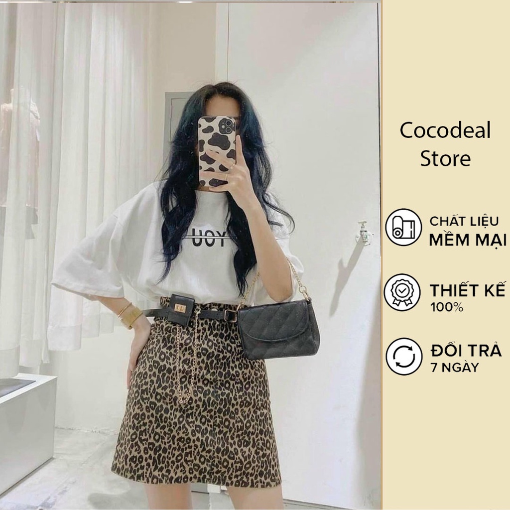 Set Hai Món Áo Phông Kèm Chân Váy Da Báo Có Lót Quần Bên Trong, Freesize Dưới 60kg, Có Quà Tặng Kèm