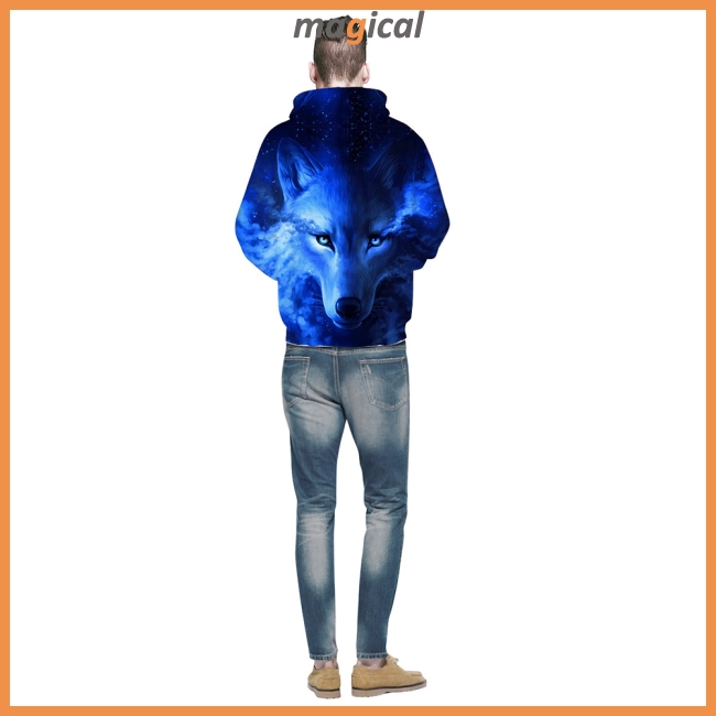 Áo hoodie in hình sói xanh 3D cho nam nữ