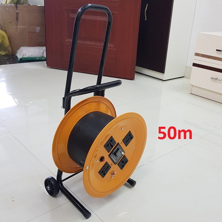 ☾☎Rulo cuốn đây điện 50m có sẵn ổ cắm và atomat 20A
