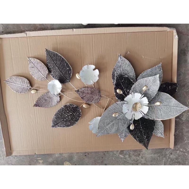 Tranh Sắt Treo Tường Nghệ Thuật , Tranh Decor Trang Trí Hoa Xám Xanh Đơn Mã C112