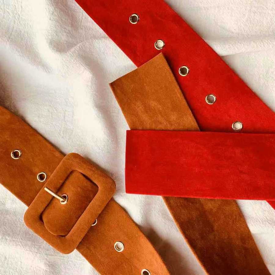 Thắt lưng da mềm màu trơn khóa vuông thời trang cho nữ