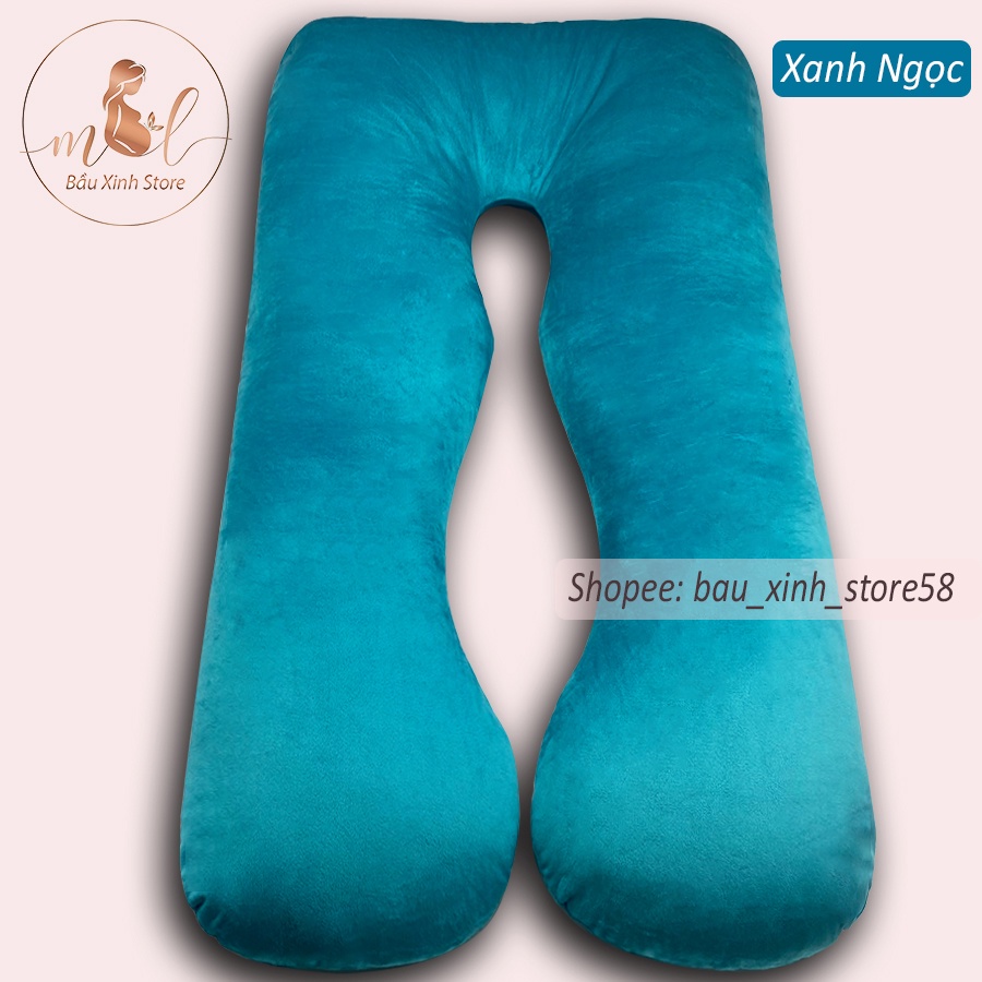 Gối Ôm Bà Bầu Chữ U Cao Cấp, Vải Nhung Mềm Mại