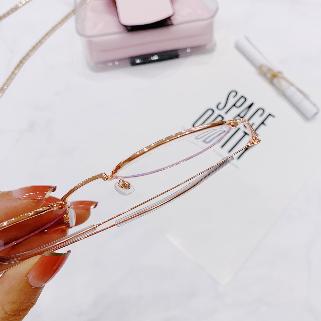 Mắt kính gọng tròn bằng kim loại chống tia bức xạ phong cách cổ điển thời trang Hàn Quốc