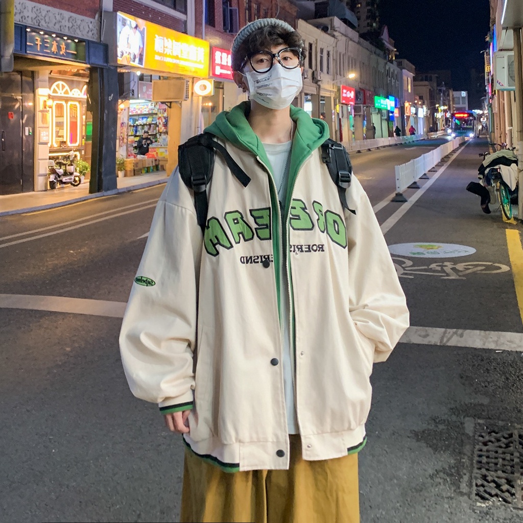Áo khoác hoodie giả hai lớp phong cách harajuku hàn quốc dễ phối đồ dành cho nam TF1