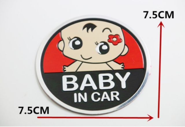 Sticker nhôm Baby in car mẫu 1 dán ô tô
