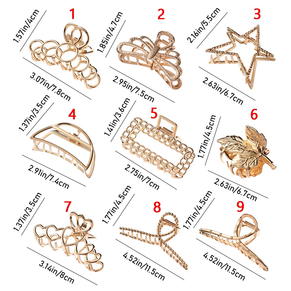 Kẹp tóc kim loại họa tiết hình học thời trang cho nữ