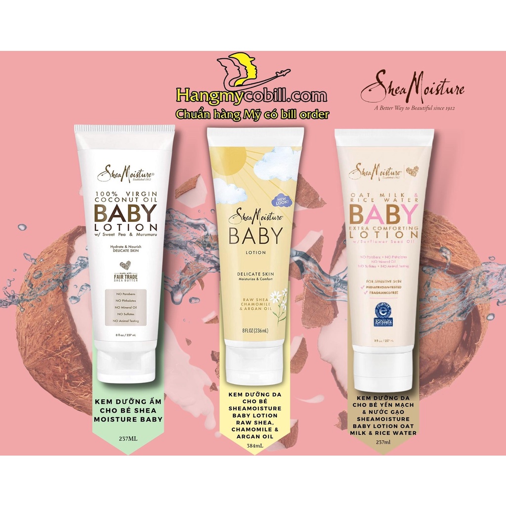 (có bill nhập)Lotion Shea Moisture Baby - kem dưỡng da cho bé sơ sinh