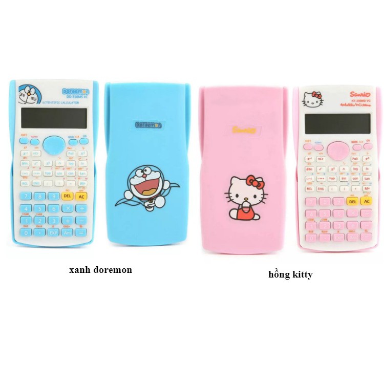 (Tặng pin) Máy tính bỏ túi Doremon-Hello Kitty đầy đủ chức năng phù hợp học sinh cấp 2