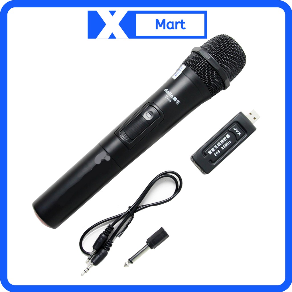 Micro karaoke không dây Daile V10 chính hãng dùng cho amply, loa thùng, tivi,...