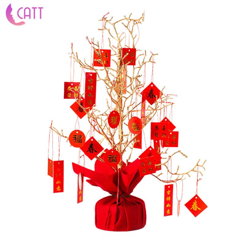 [Dadada1] Mặt Dây Chuyền Hình Cành Cây Tiền Năm Mới Màu Vàng Kim Trang Trí Ngày Lễ