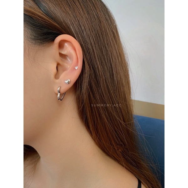 Khuyên tai bạc 925 SUMMERY nụ trái tim bông tai S925