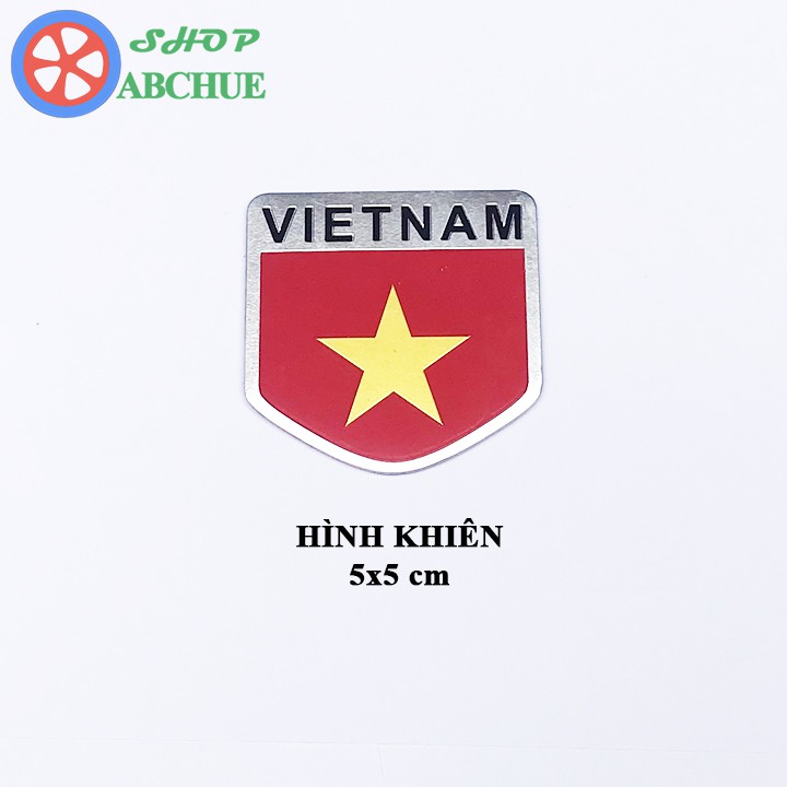 Bộ 2 Logo Sticker Cờ Việt Nam Hợp Kim Nhôm Dán Trang Trí Ô Tô Xe Máy