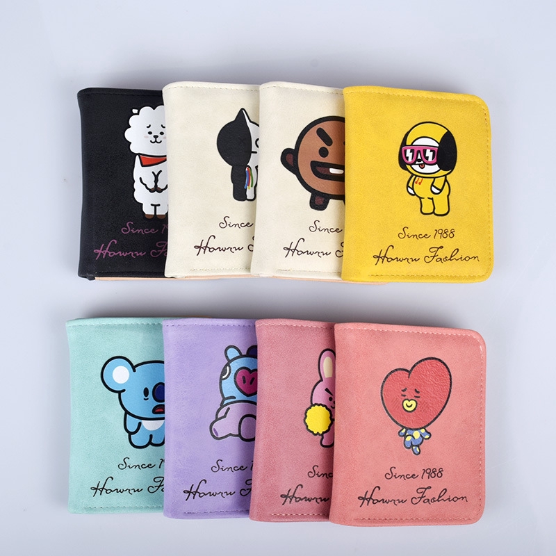 Ví Ngắn Đựng Tiền Xu Họa Tiết Hoạt Hình bt21 Dễ Thương Cho Nữ