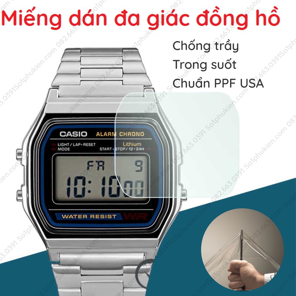 Dán ppf đồng hồ nam Casio AE-1300WH-1AVDF/  W-800HG và các size đa giác cho casio