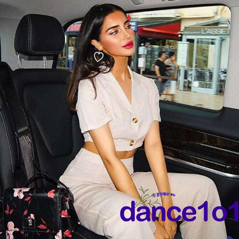 Áo Lửng Tay Ngắn Cài Nút Màu Trơn Khiêu Vũ1O1- Thời Trang Nữ