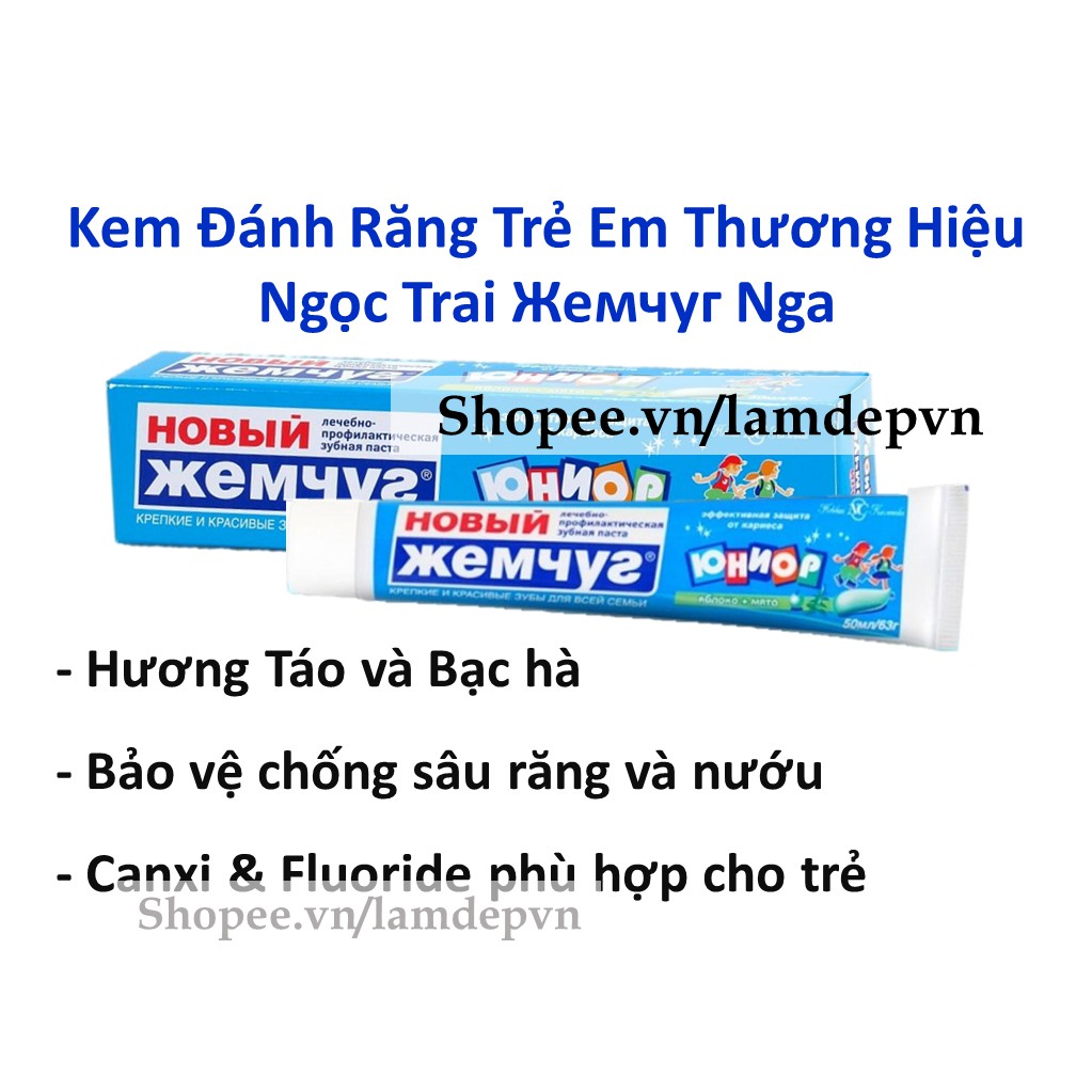 Kem Đánh Răng Ngọc Trai Mới Ngừa sâu Răng, sạch mảng bám Nga