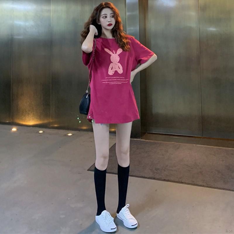 Áo thun nữ cổ tròn ngắn tay in chữ và hình đáng yêu dễ thương