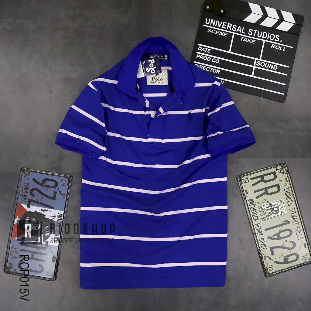 Áo thun nam có cổ sọc ngang RL cao cấp RCP015V - áo phông nam tay ngắn form rộng Riooshop | BigBuy360 - bigbuy360.vn