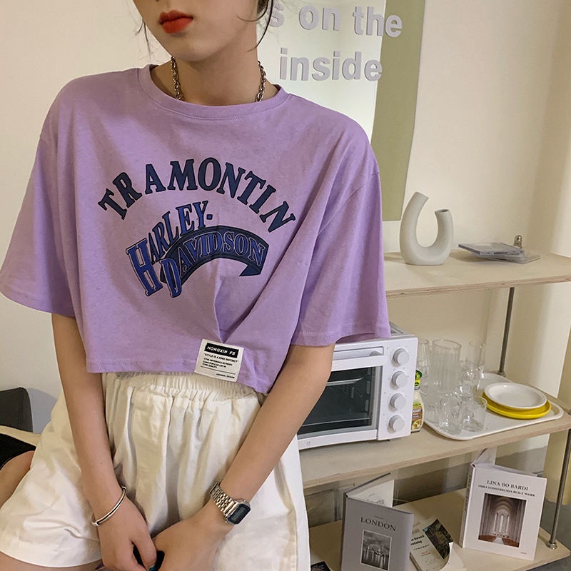 Áo thun croptop tay ngắn năng động thời trang cho nữ