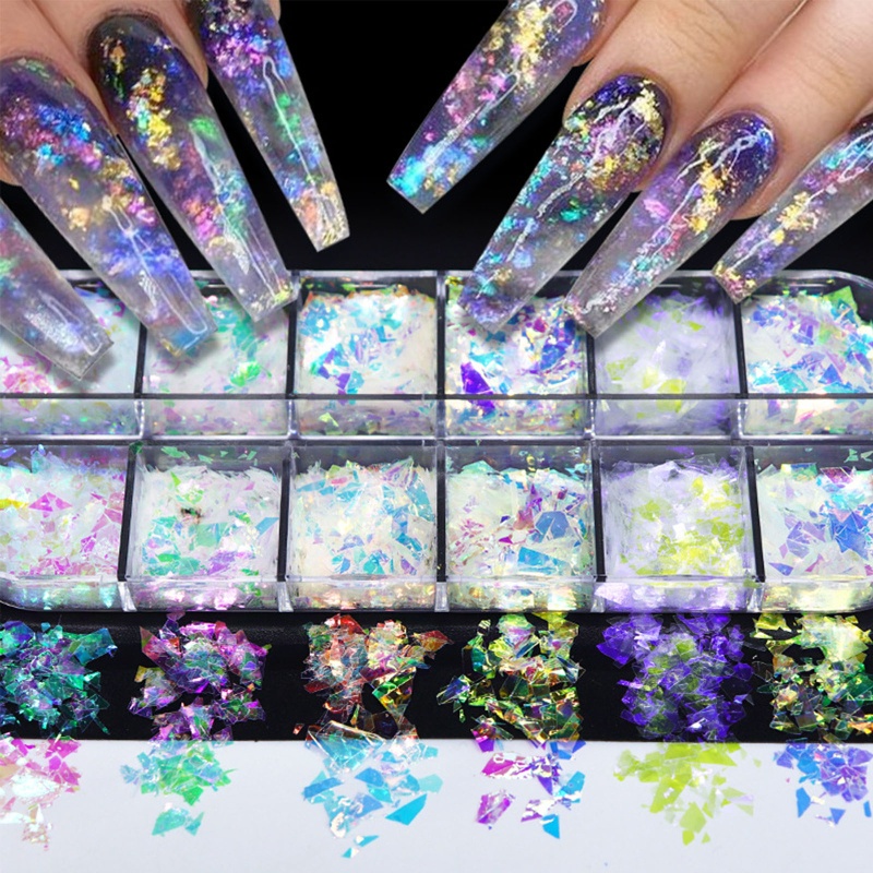 ✿ Hộp 12 Hộp Sequin Lấp Lánh Dùng Để Trang Trí Móng Nghệ Thuật