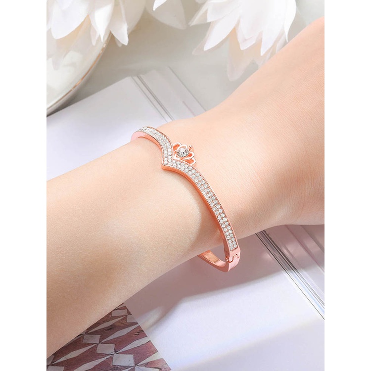 Vòng Tay Mạ Vàng Hồng 14K Đính Đá Thời Trang Cho Nữ