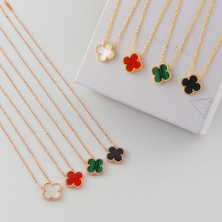 Dây chuyền bằng thép không gỉ phối mặt hình cỏ bốn lá tinh tế chất lượng cao cho nữ