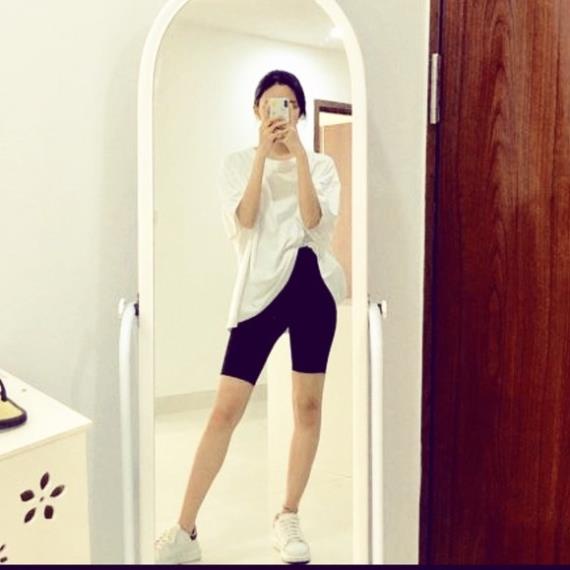 Quần legging ngố cộc đùi cuộn tím nữ - Short thun co dãn dáng ôm body skinny, phong cách retro hssv cá tính ulzzang