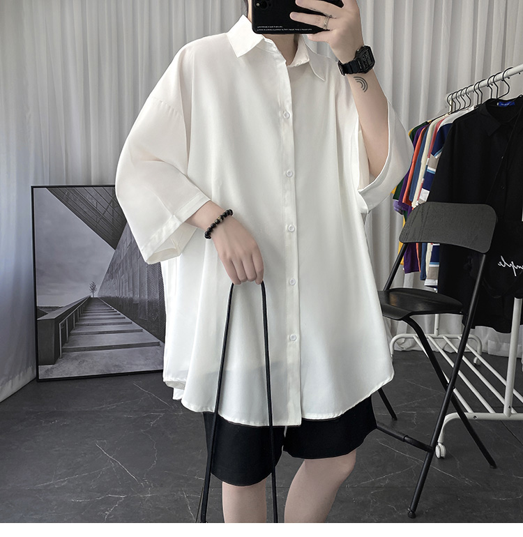 Áo sơ mi tay ngắn dáng rộng màu trơn phong cách hàn quốc thời trang trẻ form rộng sơ mi cổ vest unisex tay lỡ, chất vải lụa mịn chống nhăn