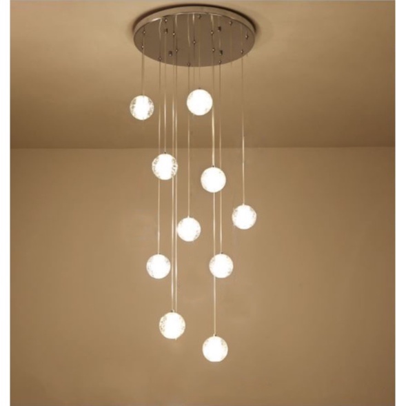 Đèn thả thông tầng MONSKY CHIZO 10 bóng pha lê thủy tinh cao cấp - kèm bóng LED [ẢNH VIDEO THẬT 100%].