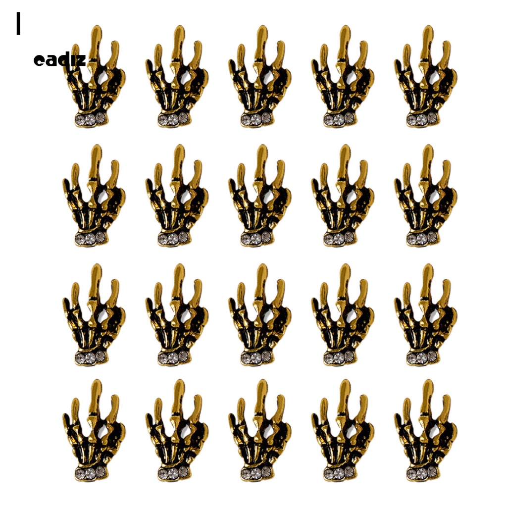 Set 20 Phụ Kiện Trang Trí Móng Tay Nghệ Thuật Hình Nhện Đầu Lâu Lấp Lánh