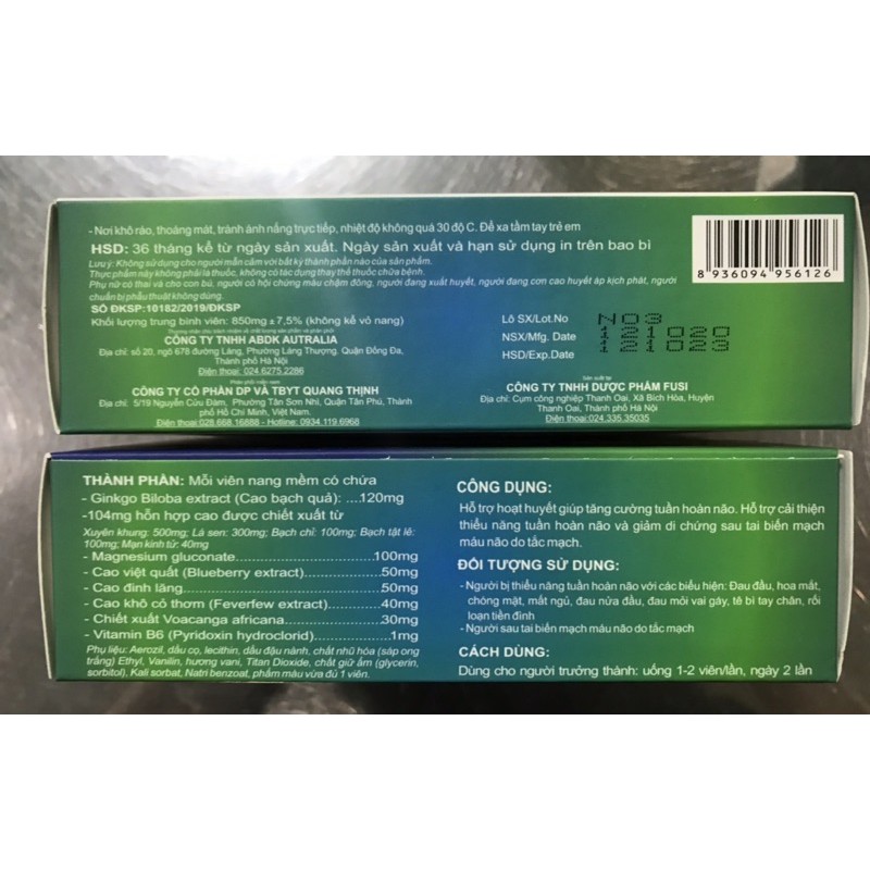 CERE DƯỠNG NÃO Gold  Quang Thịnh - Hộp 30 viên  – Dưỡng Não hết đau đầu, đau mỏi vai gáy, rối loạn tiền đình