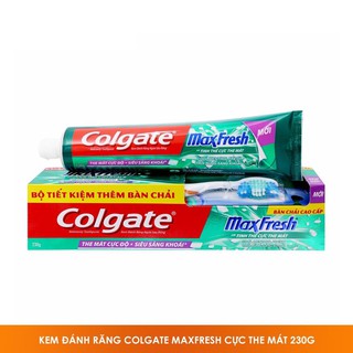 Kem Đánh Răng Colgate MaxFresh Tinh Thể Cực The Mát 230g Tặng Kèm Bàn Chải Đánh Răng Cao Cấp