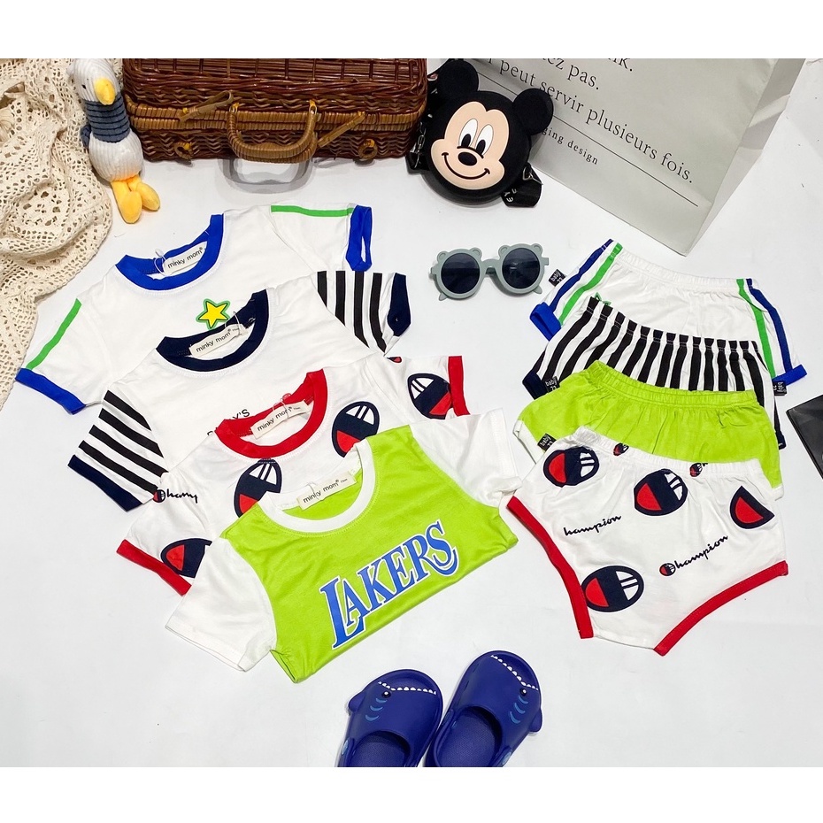 [Bé:4-17kg] Bộ Áo Ngắn Tay Quần Chip Minky Mom, Vải Thun Lạnh Thoáng Mát Dáng Màu Thể Thao Cho Bé trai,gái-Mã: TN-IN119
