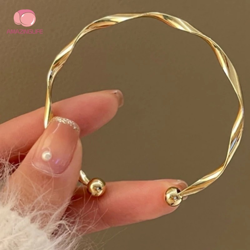 Vòng Tay Hợp Kim Dạng Hở Họa Tiết Hình Học / Gợn Sóng Hình Học Đơn Giản Sang Trọng Có Thể Điều Chỉnh