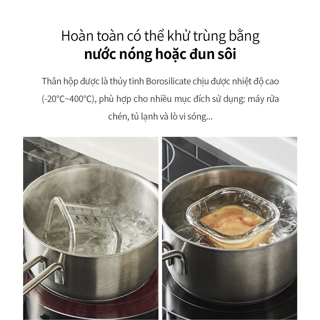 Hộp đựng thức ăn cho bé LocknLock bằng thủy tinh, hộp đựng cơm nhỏ gọn 260ml x 3 hộp LLG510S3 – TUHUHOUSE