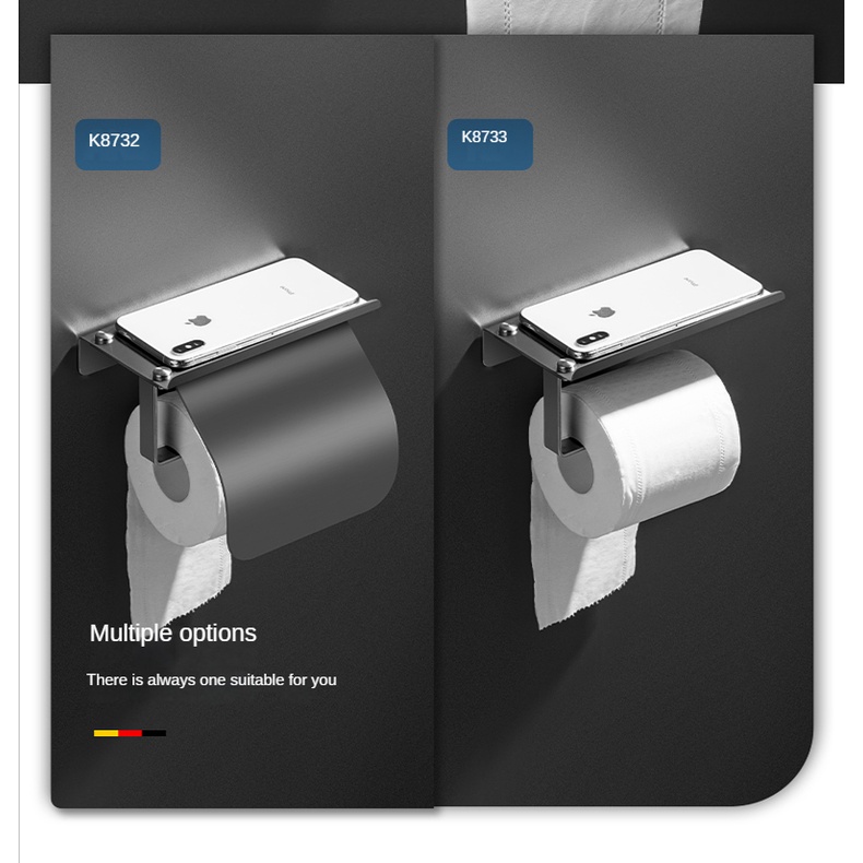 Hộp đựng cuộn giấy vệ sinh XINKUNLON gắn tường thép không gỉ 304 màu xám cao cấp tiện lợi