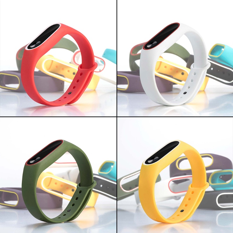 Dây Đeo Silicon Hai Màu Chống Thấm Nước Và Mồ Hôi Thay Thế Cho Vòng Đeo Tay Thông Minh MI Band 2