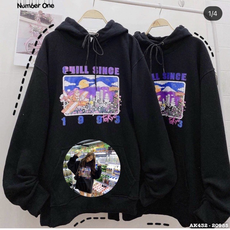 Áo Hoodie Nam Nữ Nỉ Bông Tay Phồng Y Ảnh Hàng QC Dày Dặn Form Rộng UNISEX Sweater Áo Khoác Nỉ Nam Nữ CHILL 1993 - AK432