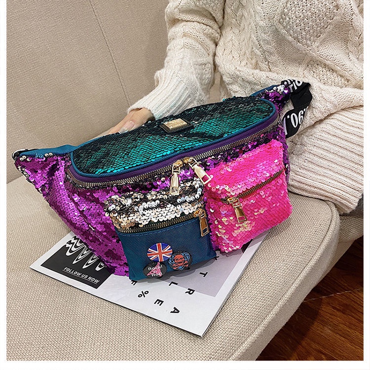 Túi đeo chéo vai đính kim sa màu gradient phong cách Hàn Quốc thời trang cho nữ