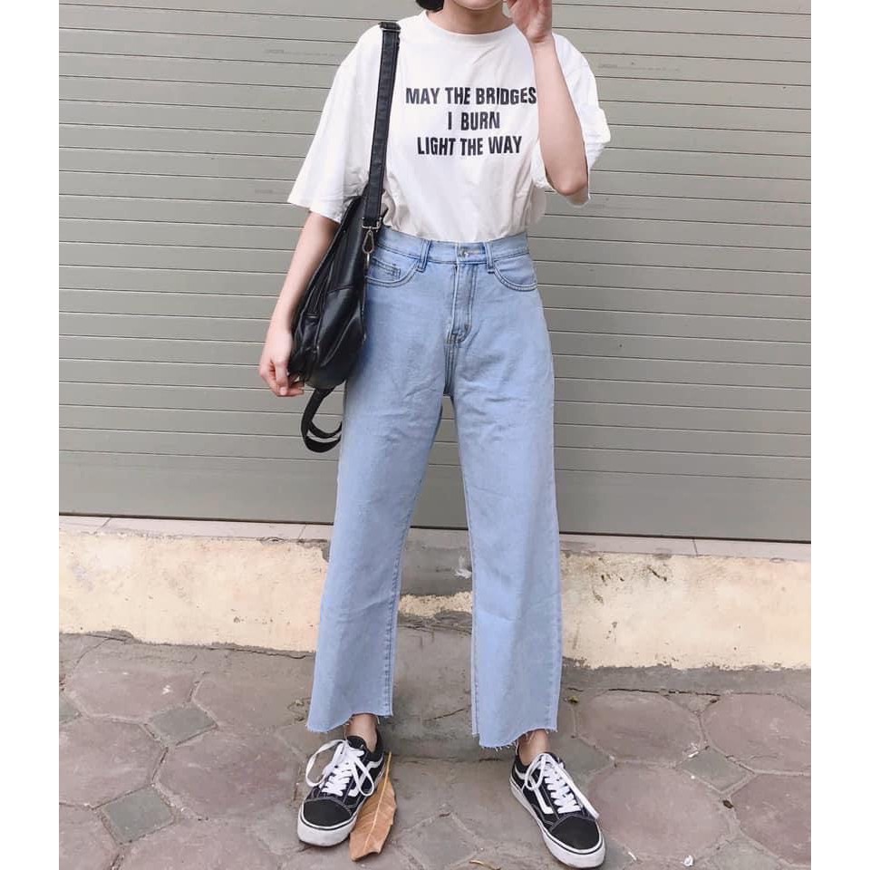 [ẢNH THẬT+VIDEO] Quần Jeans Nữ Cạp Chéo Ống Suông