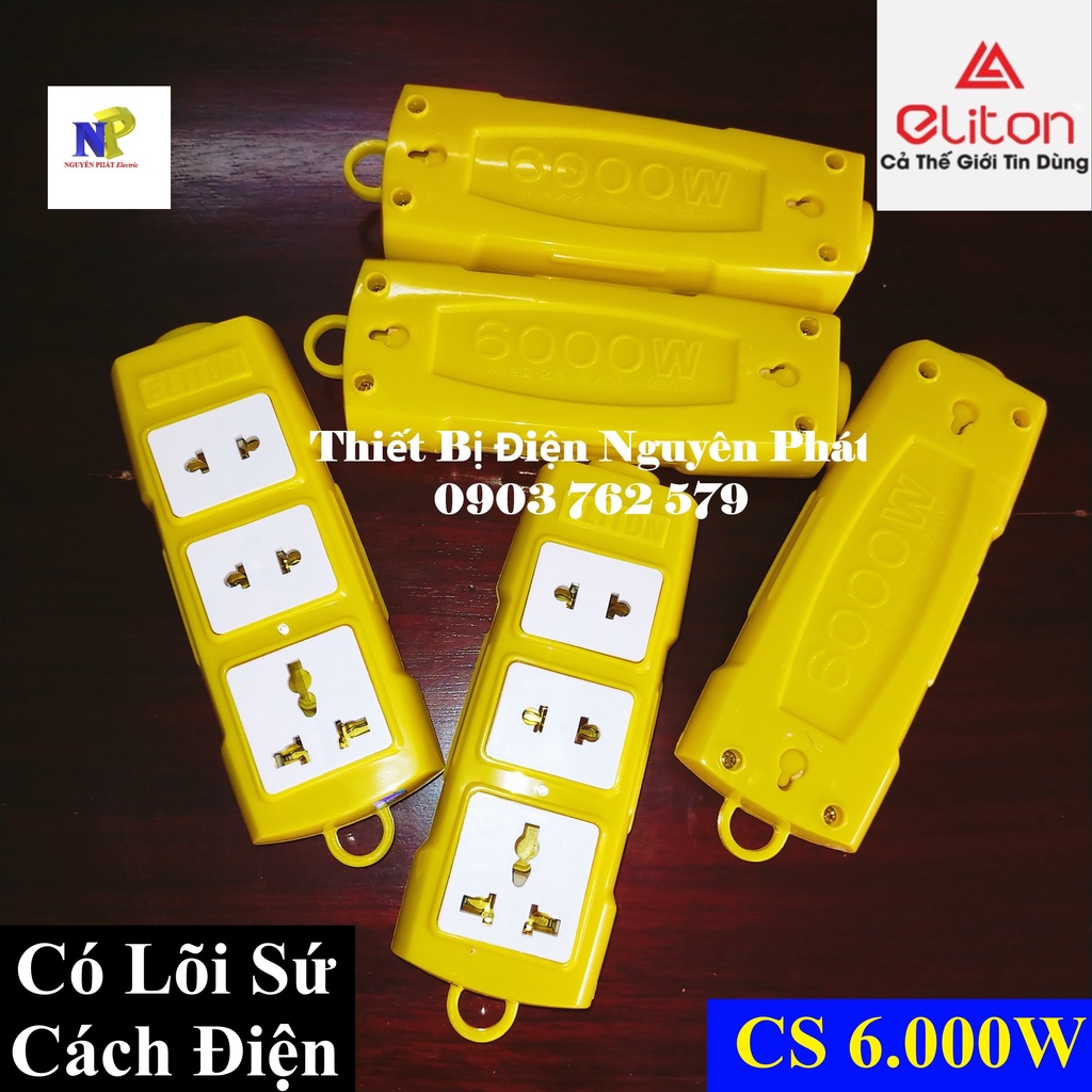 [COMBO] 05 Ổ Cắm Điện 3 Lổ ELITON Có Đa Năng Siêu Chịu Tải (Có Lõi Sứ Cách Điện) Không Dây CS6000w