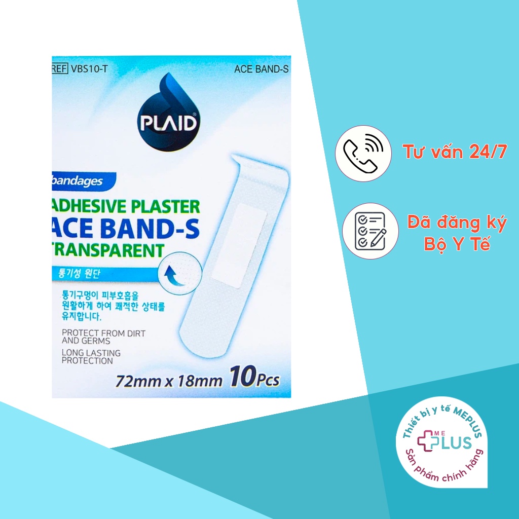 Băng Keo Cá Nhân Trong Suốt Adhesive Plaster Ace-Band-S Transparent 72 Mm X 18 Mm (10 Miếng) Young Chemical Vina